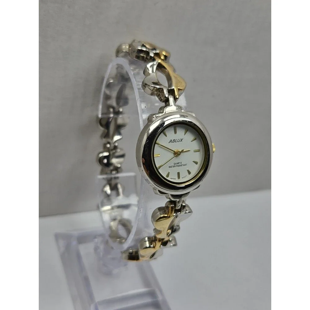 Womens Vintage Ablux Butterfly Bracelet Watch Gold Silver Two Tone New Battery